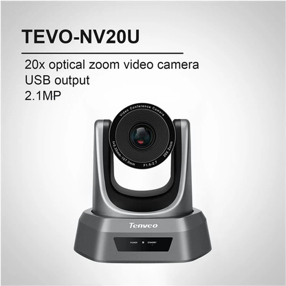 Tenveo TEVO-NV20 Series HD 1080P USB Video Conference PTZ Camera Plug and Play with 350 / 90 Degree Pan and Tilt, 20x Optical Zoom and IR Remote Control for Meetings and Livestreaming