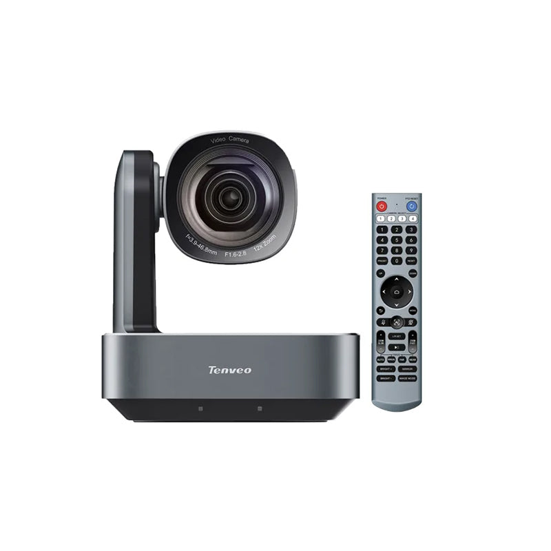 Tenveo TEVO-VL12U 4K UHD USB / HDMI Video Conference PTZ Camera with Wall Mount, 12x Optical Zoom, IR Remote, POE & AI Technology Support, Pan Tilt and Zoom Rotation for Meetings and Live Streaming