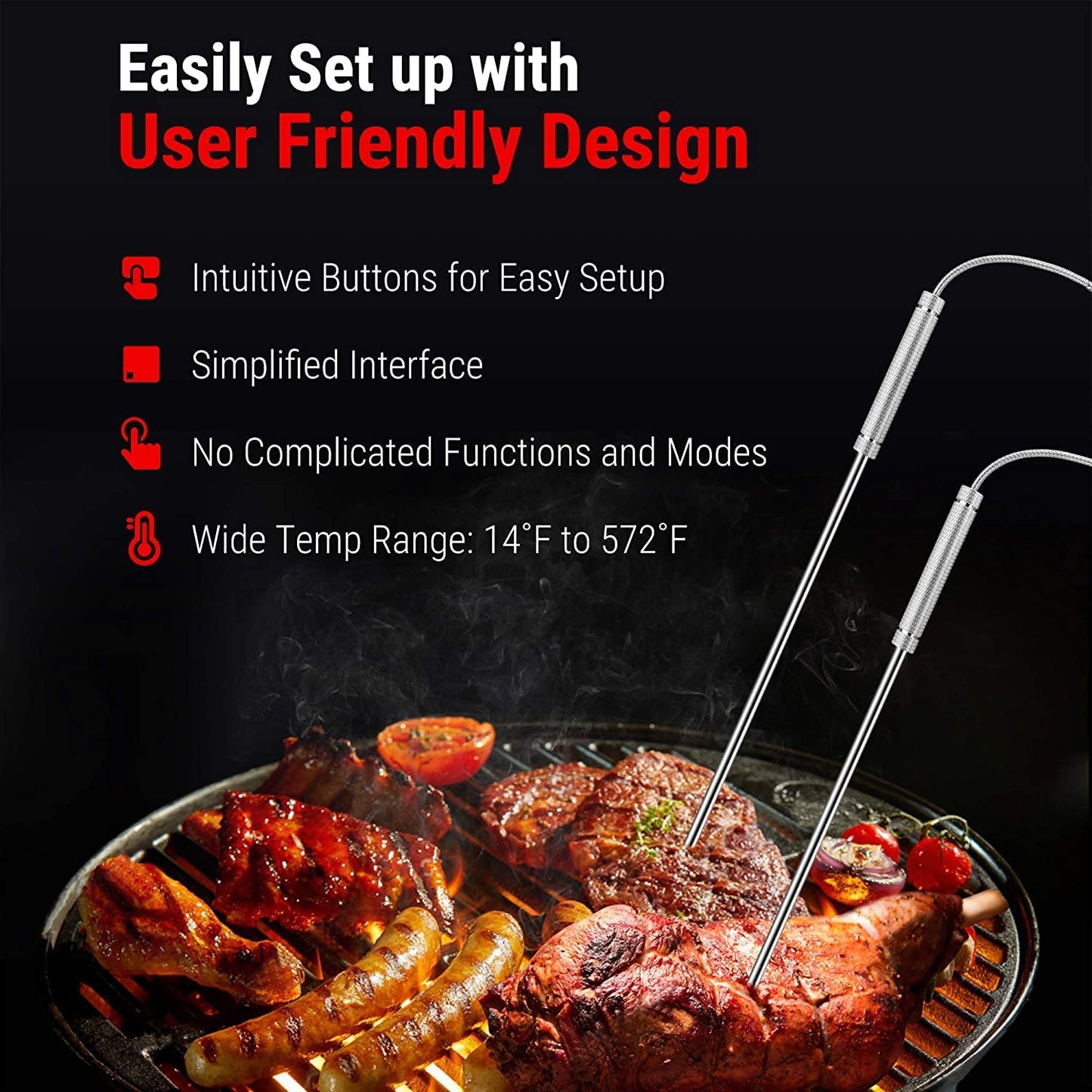 TP-09 Digital Wireless Remote Meat BBQ Grill Cooking Thermometer