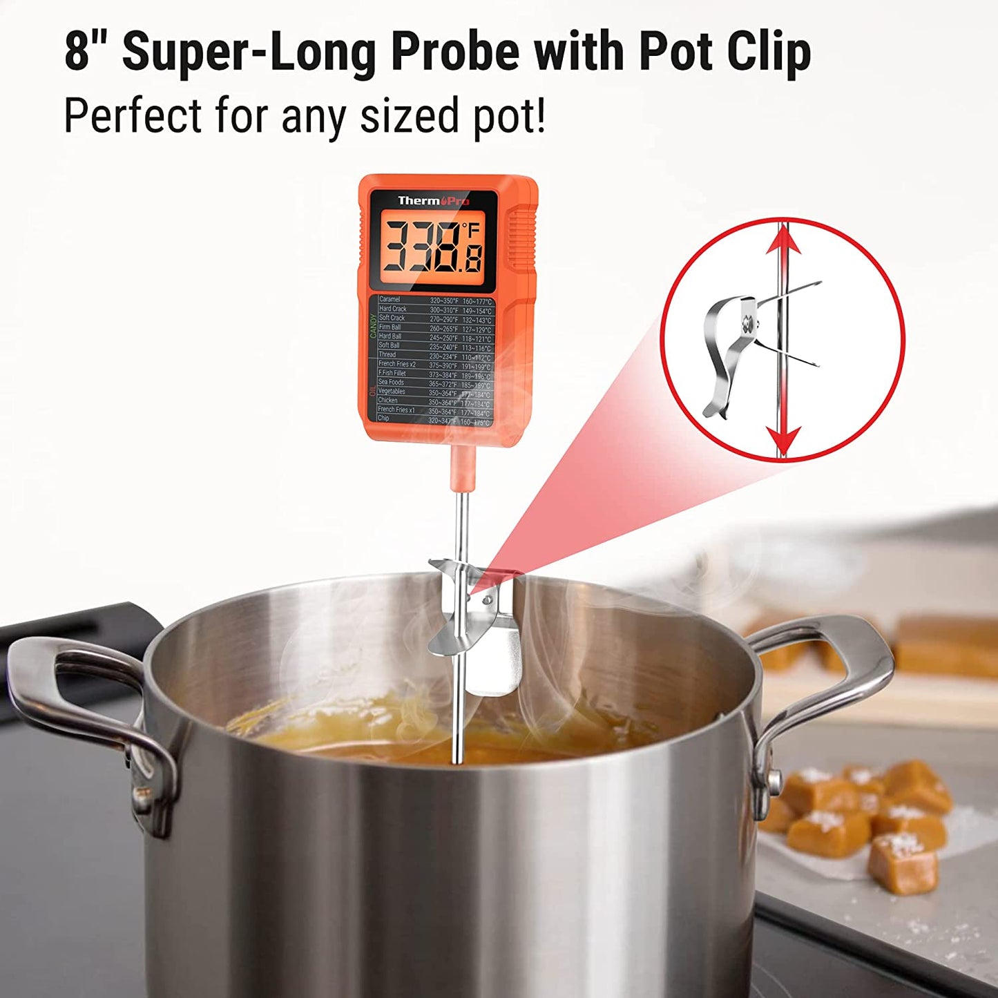 ThermoPro TP509 Candy Thermometer with Pot Clip, Instant Read Meat