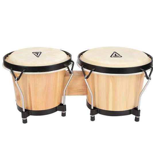 Tycoon 6" and 7" Beginner Ritmo Bongos Drums with Hand Selected Aged Siam Oak Wood for Novice Bongo Players (Natural Finish) | TB-8-BN