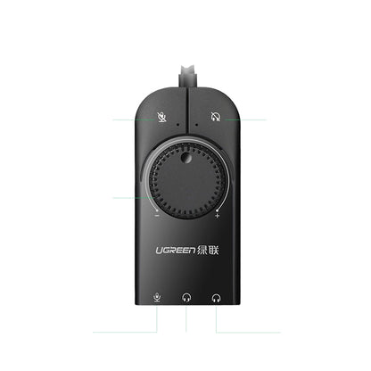 UGREEN USB External Stereo Sound Adapter Card with Built-In 3.5 Audio Jack 4-Pin Combo Port and Volume Controls | 40964