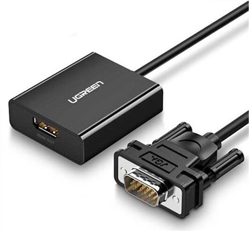 UGREEN VGA Male to HDMI Female with Audio and Micro USB 1080P 60Hz for Desktop, Laptop, TV, Monitor, Projector, (1M) (Black) | 60814