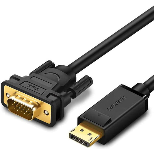 UGREEN 1080P 60Hz DisplayPort DP Male to VGA Male Gold-Plated Cable Connector Black 1.5 Meters for PC, Laptop, Projector (1.5M) | 10247