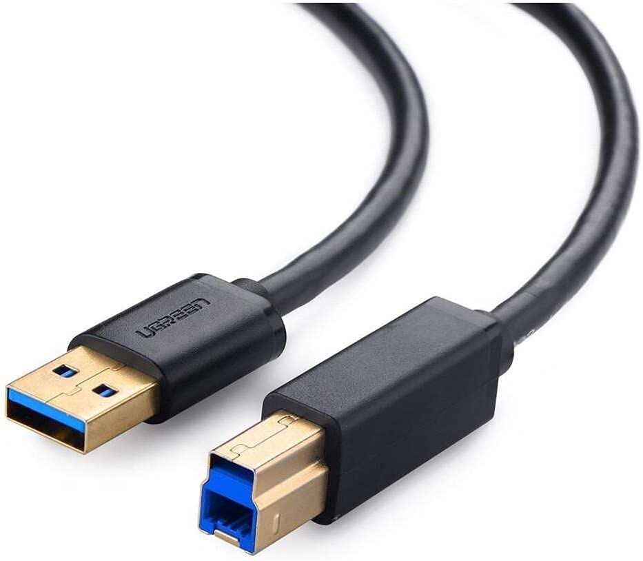 UGREEN USB 3.0 Male A to Male B Gold Plated Print Cable 2 Meters with 5Gbps Transfer Speed, Plug and Play for PC, Scanner, Printers (2M) | 10372