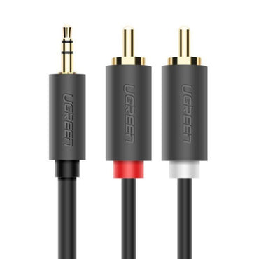 UGREEN 3.5mm AUX Male to 2 RCA Male Audio Jack Gold-Plated Cable for Audio Devices (Available in 3M, 5M) (Gray) | 1051