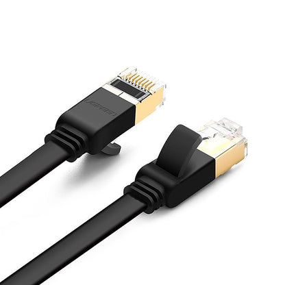[CLEARANCE] UGREEN CAT7 10Gbps 600Mhz U/FTP Ethernet 3-Meters Gold Plated Flat RJ45 Lan Cable for PC, Windows, Mac (Black) | 11262