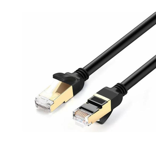 UGREEN CAT7 10Gbps 600Mhz STP Ethernet Gold Plated Flat RJ45 Network Lan Cable for PC, Windows (Black) (1M, 2M) | 11268 | 11269