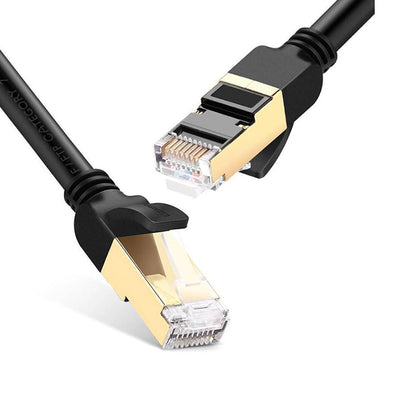 [CLEARANCE] UGREEN CAT7 10Gbps 600Mhz STP Ethernet Gold Plated Flat RJ45 Network Lan Cable for PC, Windows (Black) (1M) | 11268