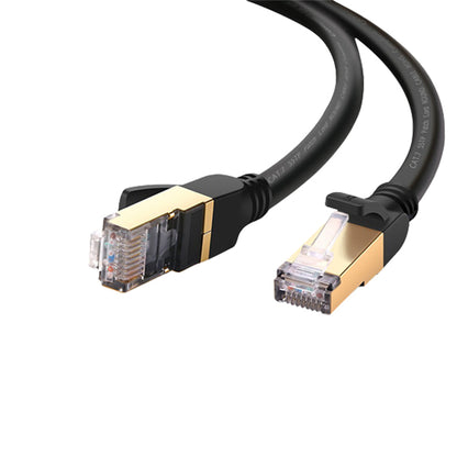 [CLEARANCE] UGREEN CAT7 10Gbps 600Mhz STP Ethernet Gold Plated Flat RJ45 Network Lan Cable for PC, Windows (Black) (1M) | 11268
