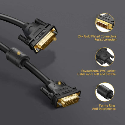 [CLEARANCE] UGREEN 2K 60Hz DVI 24+1 Male to Male Gold-Plated Cable for Laptop, Monitor, TV, PC (2M) | 11604