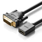 UGREEN 1080P DVI Male to Female HDMI Cable Adapter with Bi-Directional Data Transfer (22 cm) | 20118