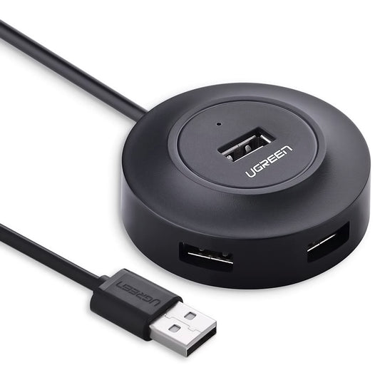 UGREEN USB 2.0 4-Port Hub 480Mbps Data Transfer Adapter for PC, Printer, Keyboard, Mouse, Camera (Black, White) | 20277, 20270