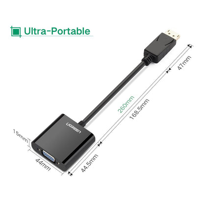UGREEN DisplayPort DP Male to VGA Female Adapter 1080P 60Hz Gold-Plated ABS Casing Video Converter Cable 0.15M | 20415