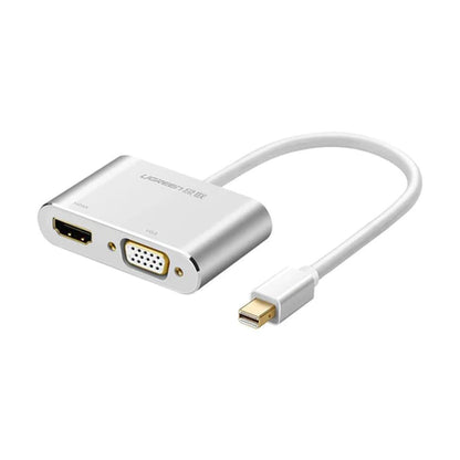 UGREEN 1080P 4K Ultra HD Mini DisplayPort DP to 2 in 1 HDMI + VGA Converter Aluminum Case Plug and Play for PC, LCD Monitor, Projectors | 20421