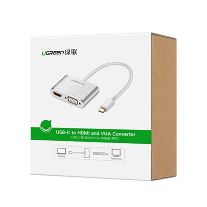 UGREEN 1080P 4K Ultra HD Mini DisplayPort DP to 2 in 1 HDMI + VGA Converter Aluminum Case Plug and Play for PC, LCD Monitor, Projectors | 20421