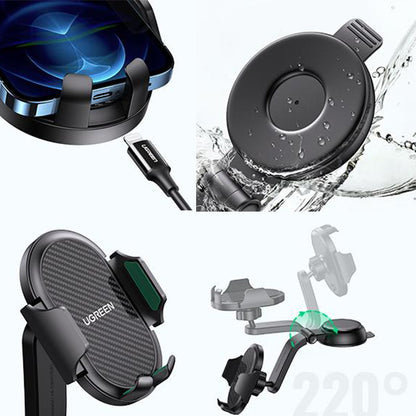 [CLEARANCE] UGREEN Dashboard Car Phone Mount Waterfall-Shaped Suction Cup with 360 Degree Adjustable Angle Windscreen, Silicone Pads, One Button Release for 4.7-7.2" Smartphones | 20473