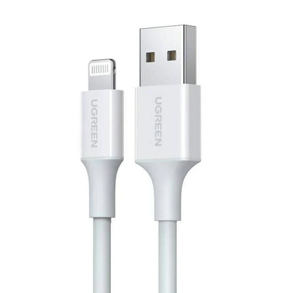 [CLEARANCE] UGREEN 2-Meters USB-A Male to Lightning Male Nickel Plated ABS Shell Sync and Charging Cable with 480Mbps Fast Transfer (2M) (White) | 20730