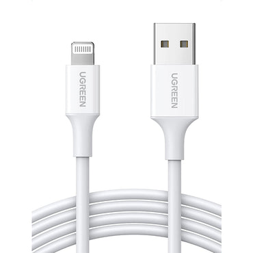 [CLEARANCE] UGREEN 2-Meters USB-A Male to Lightning Male Nickel Plated ABS Shell Sync and Charging Cable with 480Mbps Fast Transfer (2M) (White) | 20730