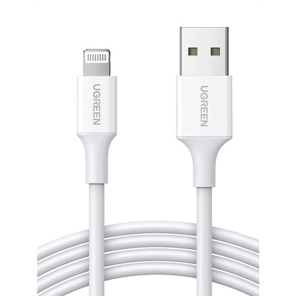 [CLEARANCE] UGREEN 2-Meters USB-A Male to Lightning Male Nickel Plated ABS Shell Sync and Charging Cable with 480Mbps Fast Transfer (2M) (White) | 20730