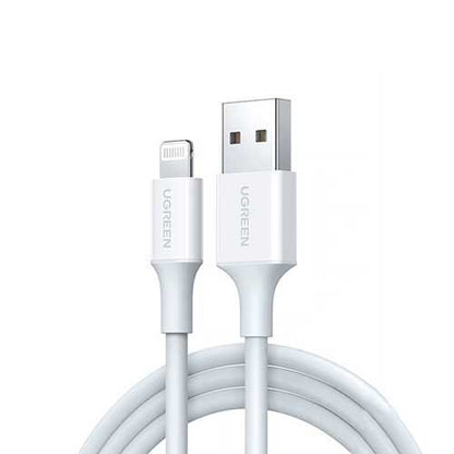 [CLEARANCE] UGREEN 2-Meters USB-A Male to Lightning Male Nickel Plated ABS Shell Sync and Charging Cable with 480Mbps Fast Transfer (2M) (White) | 20730