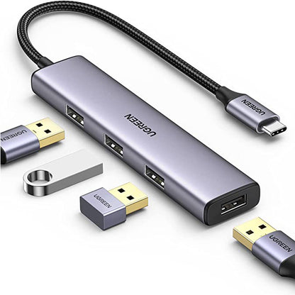 [CLEARANCE] UGREEN 5Gbps USB-C to 4-Port Aluminum USB 3.0 Hub with High Speed Transfer Plug and Play for Flash Drive, Mouse, Keyboards, Laptops | 20841