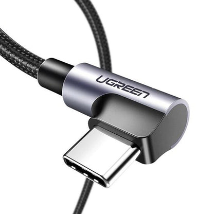 UGREEN 3A USB-A to USB-C 0.5m / 1m /  2m / 3m Dual 90° Angled Nylon-Braided Quick Charging & Data Sync Type C Charger Cable for Smartphones, Tablets, Cameras & Electronics Devices | US176