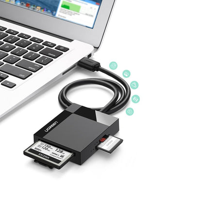 UGREEN 4-in-1 USB 3.0 SD/TF Card Reader with MS and CF Card Slots, GL3223 Smart Chip and 5Gbps Transfer Speed | 30333