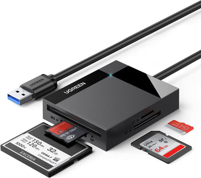 UGREEN 4-in-1 USB 3.0 SD/TF Card Reader with MS and CF Card Slots, GL3223 Smart Chip and 5Gbps Transfer Speed | 30333