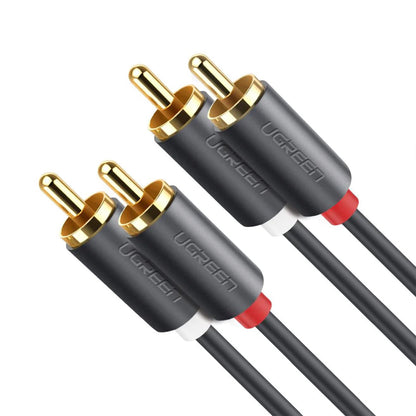 UGREEN 2 RCA Male to Male Stereo Audio Jack Gold-Plated Cable for Audio, Amplifier, TV, DVD Devices (1M, 1.5M 2M, 3M, 5M) - Black | 30747 10517 10518 10519 10520