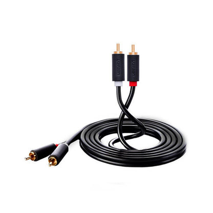 UGREEN 2 RCA Male to Male Stereo Audio Jack Gold-Plated Cable for Audio, Amplifier, TV, DVD Devices (1M, 1.5M 2M, 3M, 5M) - Black | 30747 10517 10518 10519 10520