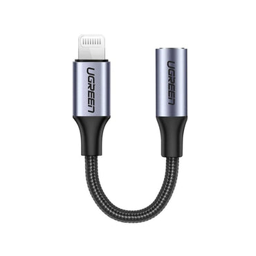 [CLEARANCE] UGREEN Lightning Male to 3.5mm Female 10CM Nylon-Braided Audio AUX Headphone Jack Adapter for Smartphones | 30756