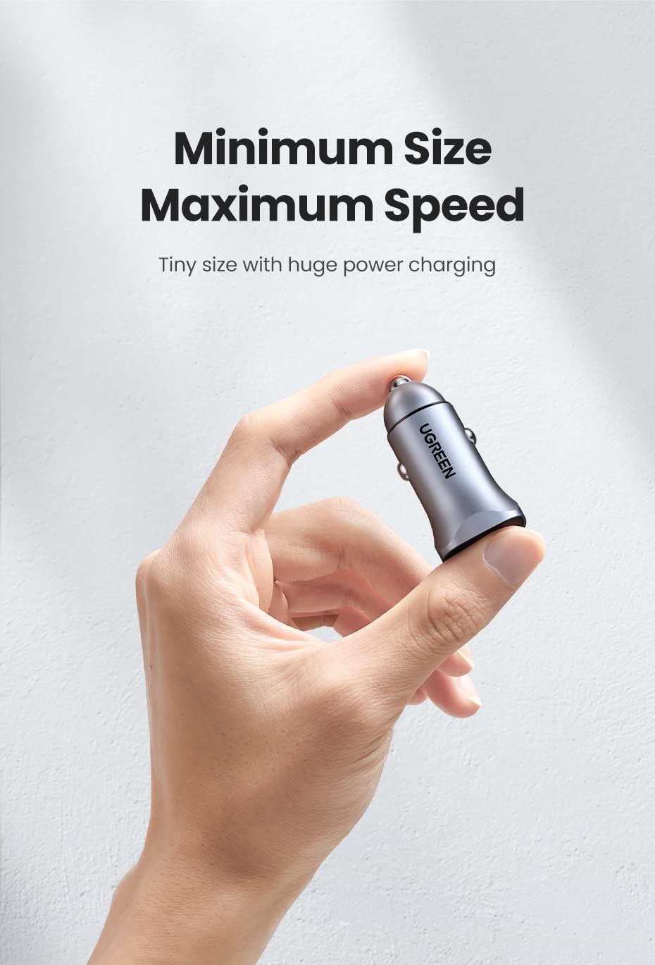 UGREEN 24W PD Dual USB Port Fast Car Charger Adapter Compatible with Mobile Devices, Tablets, Dash Camera (Space Gray) | 30780