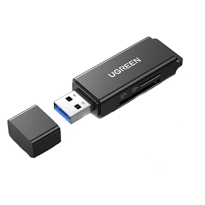 UGREEN USB 3.0 to TF/SD Dual Flash Memory Card Adapter Super Speed Data Transfer Hub 5Gpbs with 2 Ports for PC, Laptop (Black) | 40752