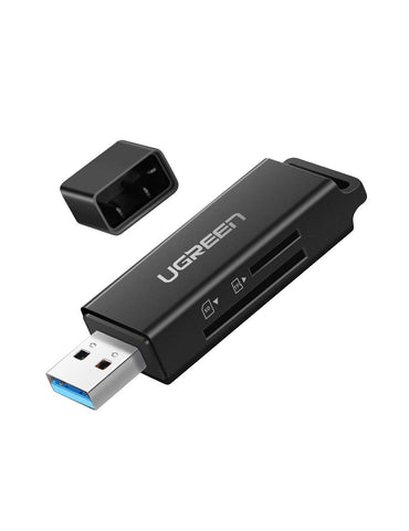 [CLEARANCE] UGREEN USB 3.0 to TF/SD Dual Flash Memory Card Adapter Super Speed Data Transfer Hub 5Gpbs with 2 Ports for PC, Laptop (Black) | 40752