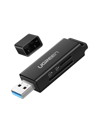 [CLEARANCE] UGREEN USB 3.0 to TF/SD Dual Flash Memory Card Adapter Super Speed Data Transfer Hub 5Gpbs with 2 Ports for PC, Laptop (Black) | 40752