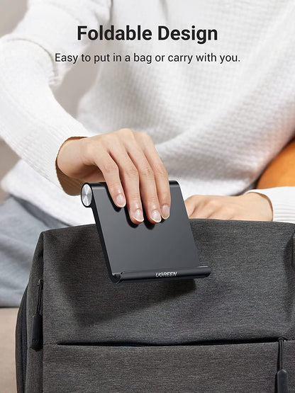 [CLEARANCE] UGREEN Multi-Angle Adjustable Phone Tablet Holder Foldable Desk Stand for 4" to 11" Devices (Black)