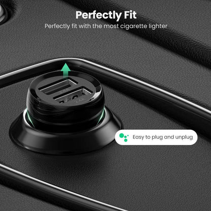 [CLEARANCE] UGREEN Dual USB Car Charger 24W 4.8A Fast Charging Adapter with Overcharge / Short Circuit Protection, Fireproof ABS Housing for 12V 24V Cars
