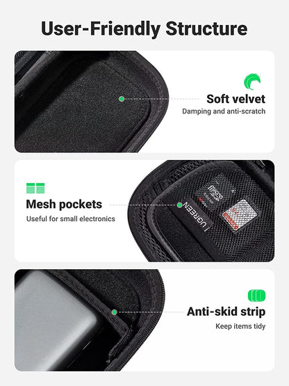 UGREEN Waterproof Shockproof Hard Case Travel Storage Organizer Bag for Gadgets HDD Hard Drive Data Cable Charger