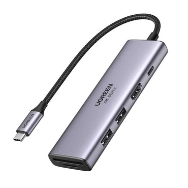 UGREEN 4K 60Hz 6-in-1 USB-C to USB 3.0, HDMI, USB-C, SD/TF Card Multifunction Adapter Hub 5Gbps with Power Delivery PD Charging for Smartphone, Tablet, Laptop | 60384