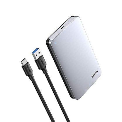 [CLEARANCE] UGREEN 6TB USB 3.0 to C Cable 3.1 Gen 2 External Hard Drive Enclosure 2.5 Inches SATA III Aluminum Case with UASP Support, 6Gbps Transfer Speed for PC, TV, PS4, Router