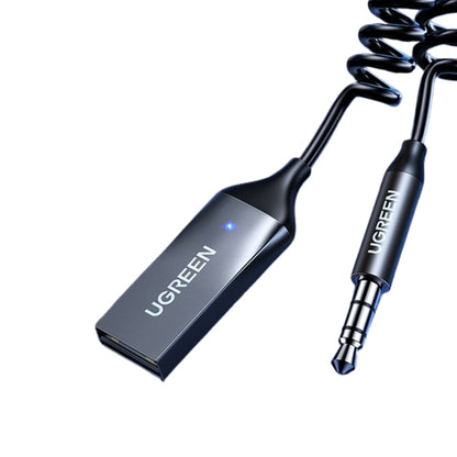 [CLEARANCE] UGREEN USB A Male to 3.5mm Jack Audio Bluetooth Receiver with Built-in Microphone 20KHz Aux Adapter for Phone, Car, Tablet (1.2M) (Space Gray)