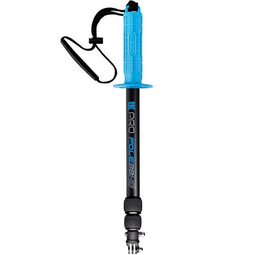 UKPRO POLE 38HD Underwater Kinetics 38" Extendable Action Camera Selfie Stick with Colored Rubber Grip, Adjustable Wrist Lanyard and 1/4″-20 Mount (Blue)