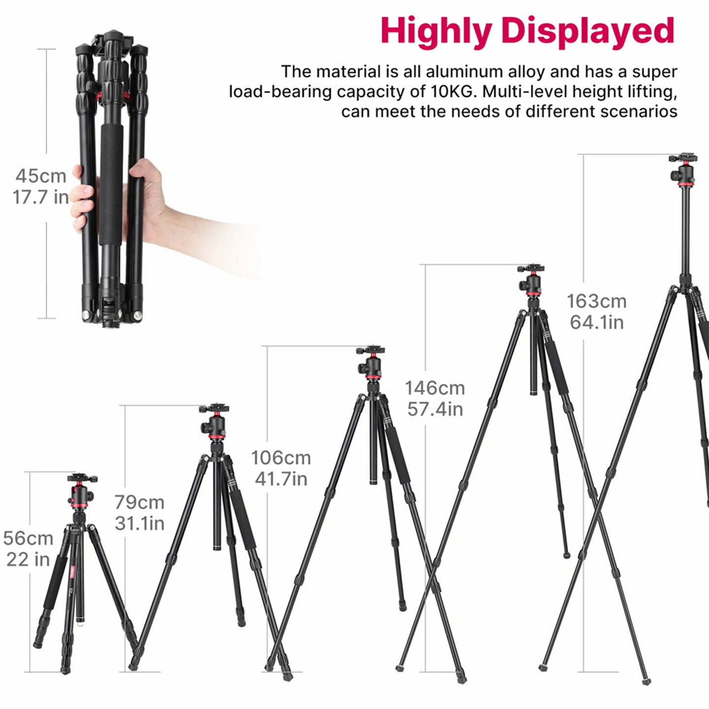 Ulanzi MT-51 Aluminum Reversible Tripod/Monopod for Outdoor and Indoor Photography, Videography (163/175 CM STAND)
