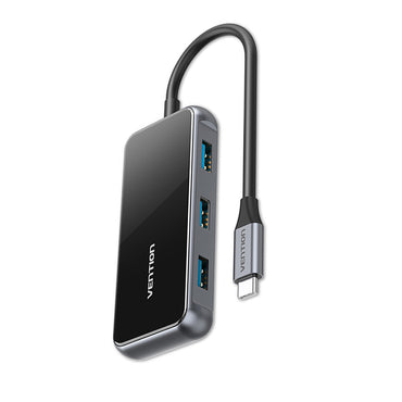 [CLEARANCE] Vention 5-In-1 USB-C Hub to USB 3.0 5Gbps Fast Charging Port Power Delivery PD Nickel-Plated Adapter Dock for Desktop, Laptop, Printer | TFDHB