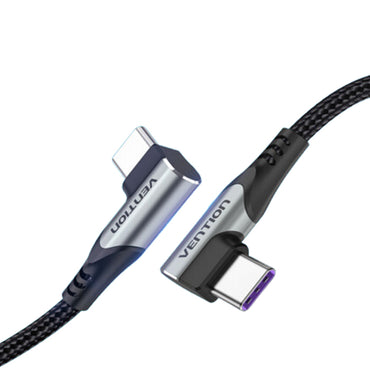 [CLEARANCE] Vention USB 2.0 Male to Male 90 Degree Dual Right Angle 5A Fast Charger Nylon Braided Cable 480Mbps (1M) | TANHF