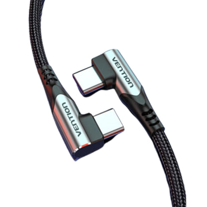 [CLEARANCE] Vention USB 2.0 Male to Male 90 Degree Dual Right Angle 5A Fast Charger Nylon Braided Cable 480Mbps (1M) | TANHF