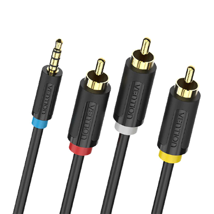 Vention TRS 3.5mm Male to Triple RCA Male Gold Plated (BCJ) Audio Cable for Amplifiers, Sound Box, TV (1.5M and 2M)