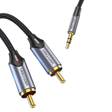Vention Dual RCA AV Male to TRS 3.5mm TRS MALE 8-Meters Cotton Braided Gold Plated (BCN) Audio Video Cable for PC, Laptops, Amplifiers, Speakers