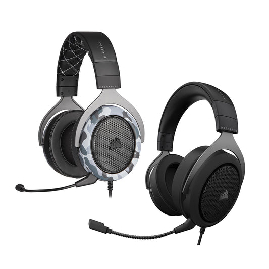 CORSAIR HS60 Haptic Wired USB Gaming Headphone with Taction Tactile Bass Technology, Detachable Unidirectional Microphone and On-Ear Controls for PC Laptop and Gaming Consoles (Carbon, Arctic Camo)